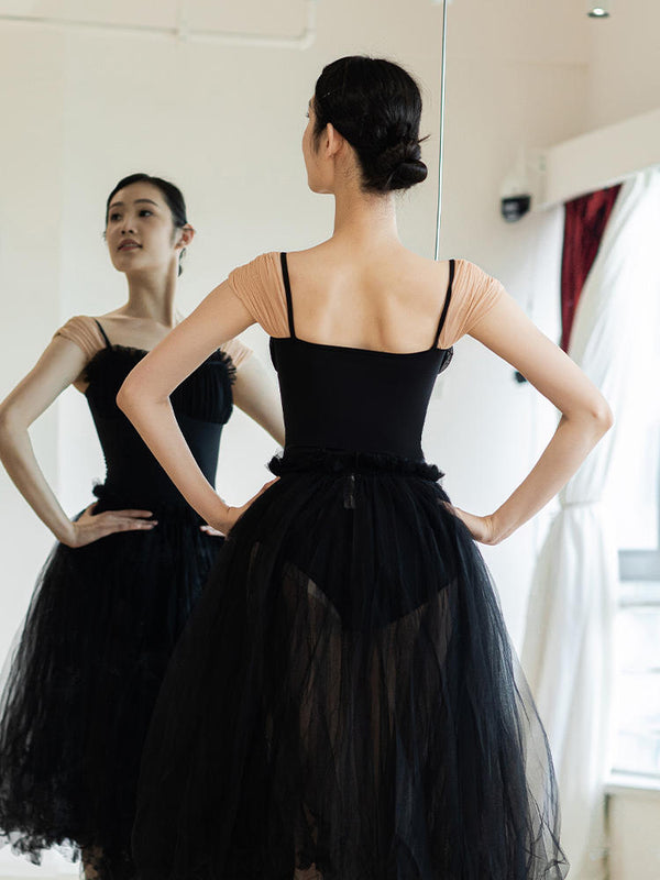 Ballet Dance Practice Clothes Sleeveless Mesh Wrinkled Leotard - Dorabear - The Dancewear Store Online 