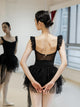 Ballet Dance Strap Lace Sleeve Leotard Black Practice Clothes - Dorabear - The Dancewear Store Online 