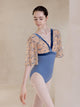 Summer Ballet Dance Velvet Patchwork Leotard Mid Sleeve Backless Training Clothes - Dorabear - The Dancewear Store Online 