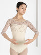 Fragmented Mesh Mid Sleeve Ballet Dance Leotard Training Clothes - Dorabear