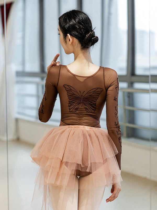 Ballet Embroidered Mesh Patchwork Leotard Dance Practice Suit - Dorabear - The Dancewear Store Online 