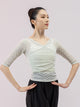 Ballet Lace Medium Sleeved Top Cross V-neck Training Clothes - Dorabear