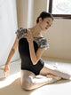 Ballet Lace Patchwork Lotus Leaf Sleeve Bodysuit High Crotch Leotard - Dorabear