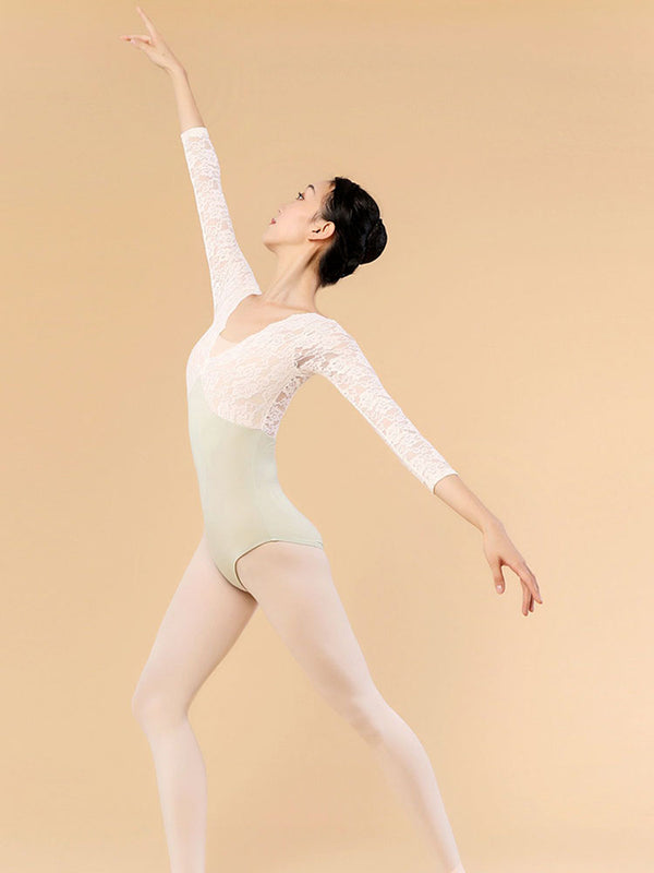 Ballet Lace Stitching Leotard Long-sleeve Dance Training Clothes - Dorabear