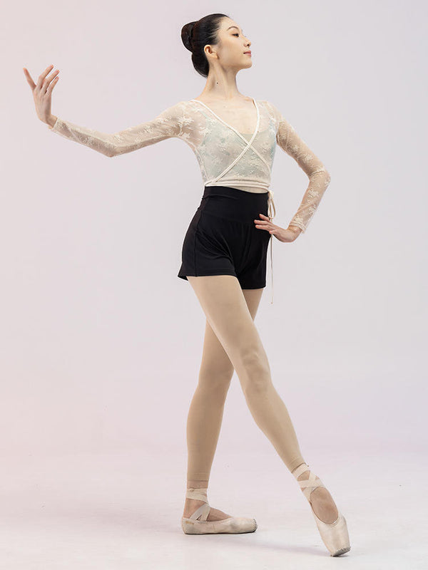 Ballet Long Sleeve Outwear Overlay Cross Lace Cardigan Top - Dorabear