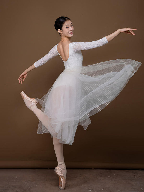 Ballet Long Sleeved Velvet Backless Round Neck Leotard Dance Practice Clothes - Dorabear - The Dancewear Store Online 