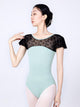 Ballet Mesh Round Neck Splicing Leotard High-Crotch Practice Clothes - Dorabear