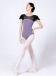 Ballet Mesh Round Neck Splicing Leotard High-Crotch Practice Clothes - Dorabear