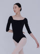 Ballet Square Collar Medium Sleeve Training Suit High Crotch Leotard - Dorabear