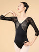 Ballet V-neck Flocking Stitching Leotard Dance Training Suit - Dorabear