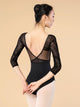 Ballet V-neck Flocking Stitching Leotard Dance Training Suit - Dorabear