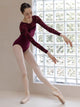 Ballet Velvet Round Neck Leotard Long Sleeved Dance Training Clothes - Dorabear - The Dancewear Store Online 