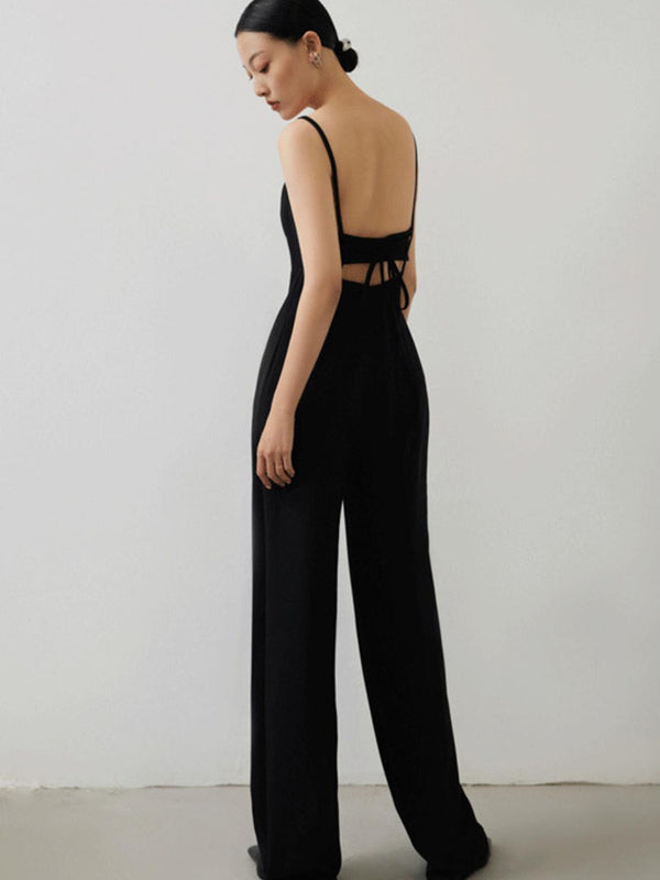 Black Long French Unique Evening Dress Prom Dress Fashionable Minimalist Jumpsuit - Dorabear - The Dancewear Store Online 