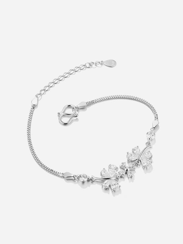 Butterfly Sterling Silver Bracelet Light Luxury Unique Exquisite Bangle Birthday Gift - Dorabear - The Dancewear Store Online 