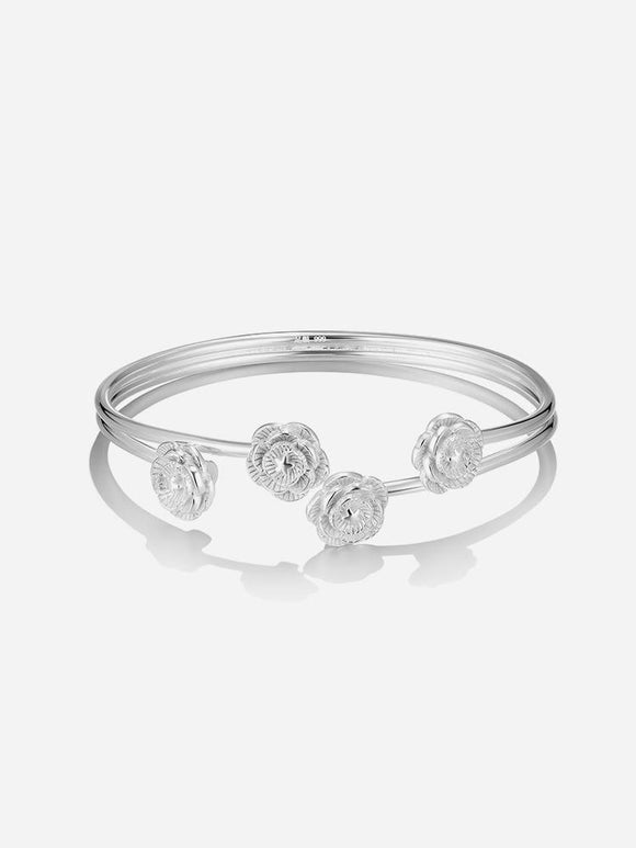 Camellia 999 Full Silver Bracelet Exquisite Bracelet Light Luxury Bangle - Dorabear - The Dancewear Store Online 