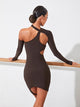Chic Design Gaiters Latin Dance Long Sleeve Dress Exercise Clothes - Dorabear