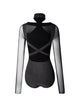 Cross Top with Beauty Back Long Sleeve Leotard Latin Cance Training Clothes - Dorabear