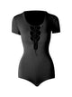 Deep V-neck Strap Design Leotard Latin Dance Training Clothes - Dorabear