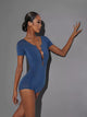 Deep V-neck Strap Design Leotard Latin Dance Training Clothes - Dorabear