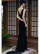 Evening Dress Women's Black Long Style French Prom Dress High Quality Texture Gown - Dorabear - The Dancewear Store Online 