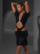 Fringe Dress with Deep V-neck Design Hollow Latin Dance Training Clothes - Dorabear