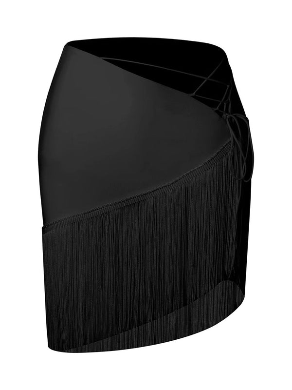 Fringe Skirt with Strap Design Latin Dance Training Clothes - Dorabear