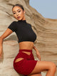 Half Skirt Pleated Design Hollowed Out Latin Dance Training Skirt with Underpants - Dorabear