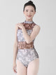 Halo Dye Double Collar Open Back Leotard Ballet Dance Training Suit - Dorabear