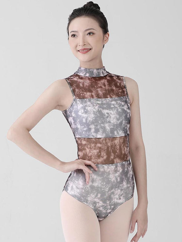 Halo Dye Double Collar Open Back Leotard Ballet Dance Training Suit - Dorabear