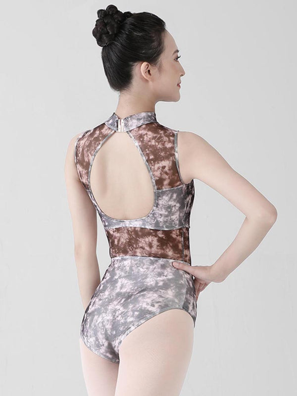 Halo Dye Double Collar Open Back Leotard Ballet Dance Training Suit - Dorabear