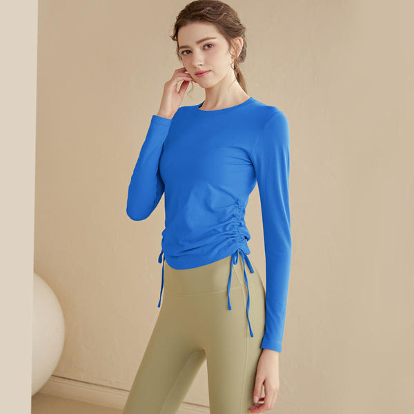 High End Drawstring Yoga Top Women's Long Sleeved Sports Clothes Thin Fitness Suit - Dorabear - The Dancewear Store Online 