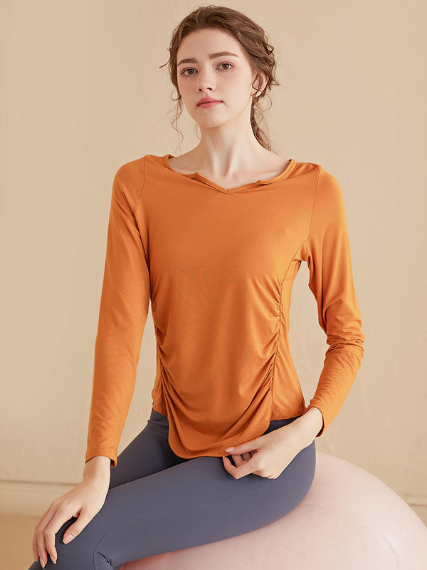 High End Yoga Suit Women's Quick Drying Sports Top Slimming Long Sleeved T-shirt - Dorabear - The Dancewear Store Online 