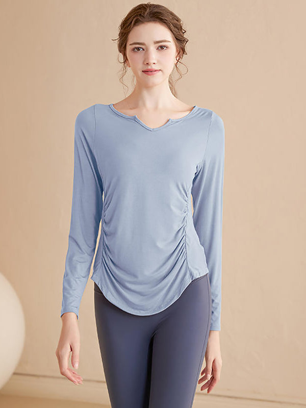 High End Yoga Suit Women's Quick Drying Sports Top Slimming Long Sleeved T-shirt - Dorabear - The Dancewear Store Online 