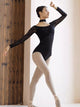 Jacquard Mesh Patchwork Neck Hanging Ballet Dance Training Leotard - Dorabear