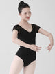 Lace Short Sleeved Open Back High Crotch Leotard Ballet Practice Suit - Dorabear