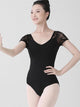 Lace Short Sleeved Open Back High Crotch Leotard Ballet Practice Suit - Dorabear