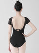 Lace Short Sleeved Open Back High Crotch Leotard Ballet Practice Suit - Dorabear