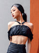 Latin Dance Clothing Practice Halter Neck High Waist Backless Top - Dorabear