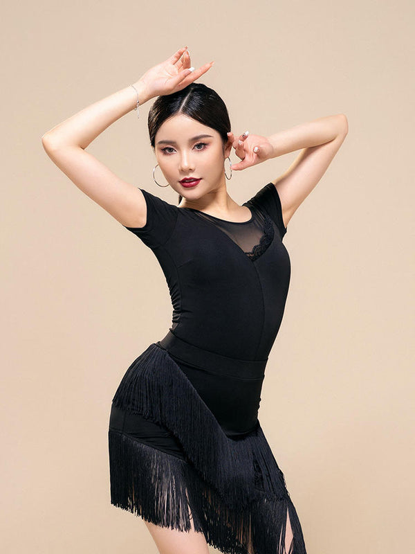 Latin Dance Practice Clothes Summer Short Sleeve Leotard - Dorabear