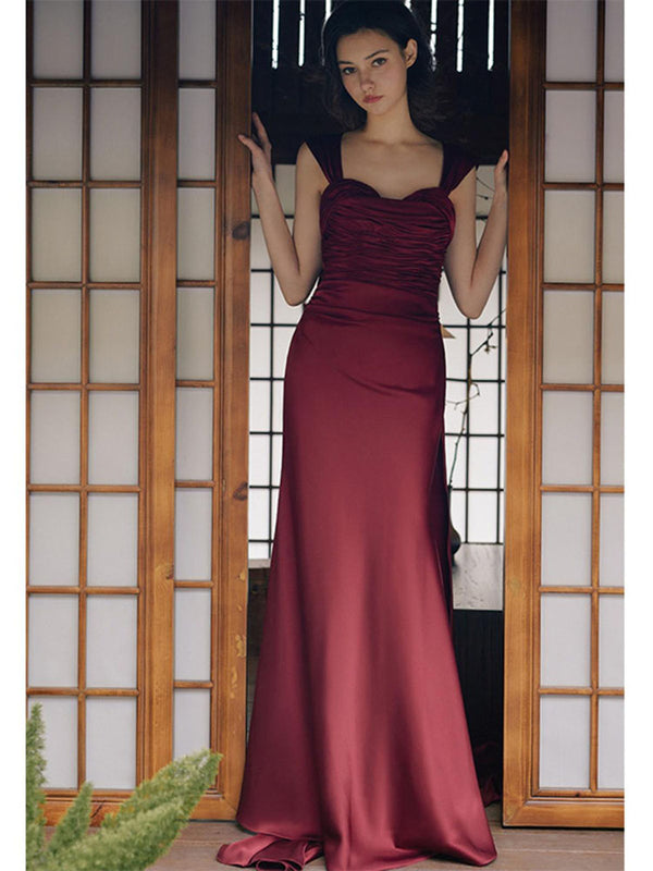 Light Luxury Unique High-end Satin Formal Dress Tail Dress Evening Gown - Dorabear - The Dancewear Store Online 