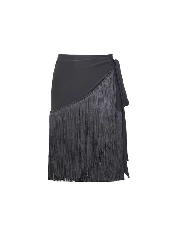 Long Tassel Wrap Tie Design Latin Dance Skirt Training Clothes - Dorabear