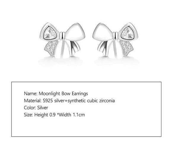 Moonlight Bow S925 Silver Ear Studs Unique Design Jewelry Earrings - Dorabear - The Dancewear Store Online 