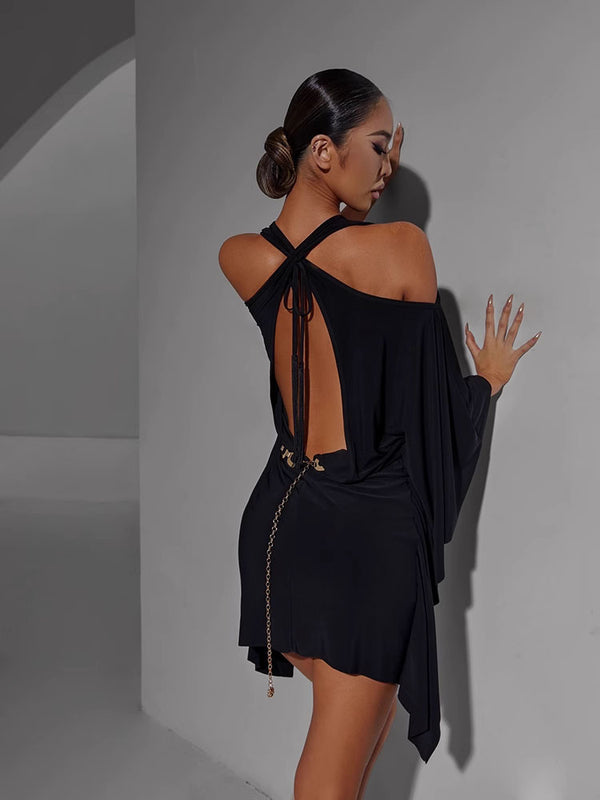 Off-the-shoulder Design Loose Dress Latin Dance Exercise Clothes - Dorabear