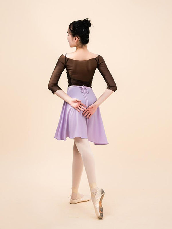 One Piece Lace Up Chiffon Half Skirt Ballet Practice Gauze Skirt - Dorabear