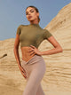 Short Sleeve Shirt Navel Leaking Beautiful Back Latin Dance Training Clothes - Dorabear