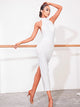 Sleeveless Halter Neck Dress Backless Slit Latin Dance Practice Clothes - Dorabear
