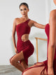 Sloping Shoulder Drawstring Dress Latin Dance Training Clothes - Dorabear