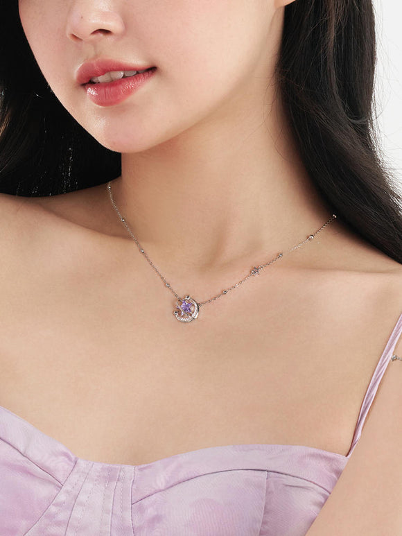 Star Moon Trajectory Necklace Light Luxury Unique Silver Birthday Gift - Dorabear - The Dancewear Store Online 