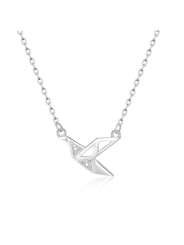 Starlight Thousand Paper Crane Necklace Pure Silver Luxury Unusual Collarbone Chain - Dorabear - The Dancewear Store Online 