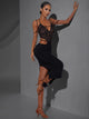 Strap Dress with Hollowed Out Lace Waist Latin Dance Costume - Dorabear